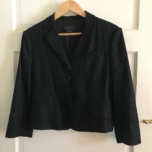 BCBGMaxazria black linen blend cropped jacket blazer M y2k career